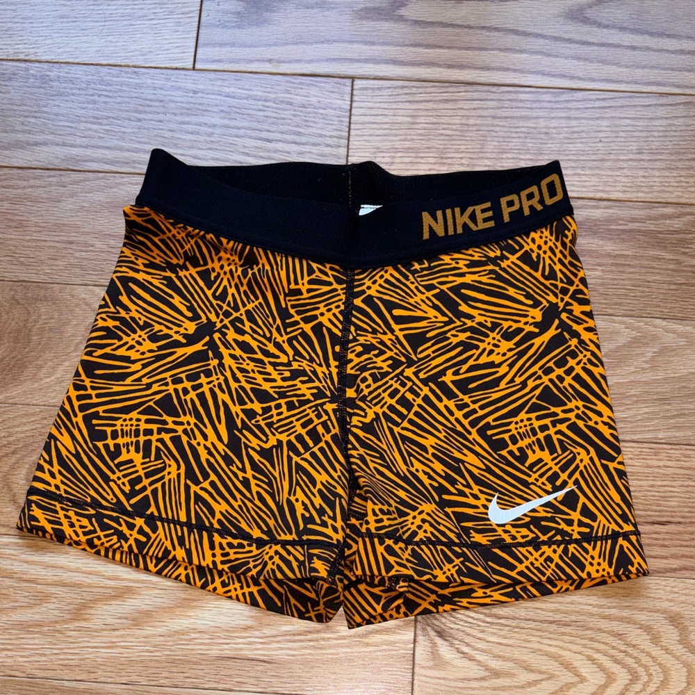 Nike Pro Black and Orange Shorts